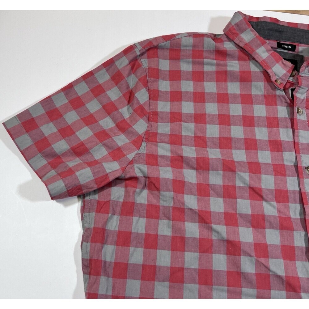 Lee Regular Fit Stretch Red Buffalo Check Plaid Short Sleeve Button Shirt Men XL - Picture 5 of 8